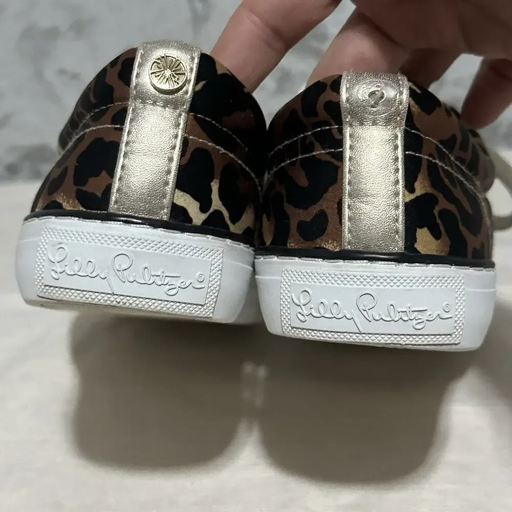 Lilly Pulitzer Hallie Sneaker Womens Size‎ 7 Animal Print Elevated Basics Preppy